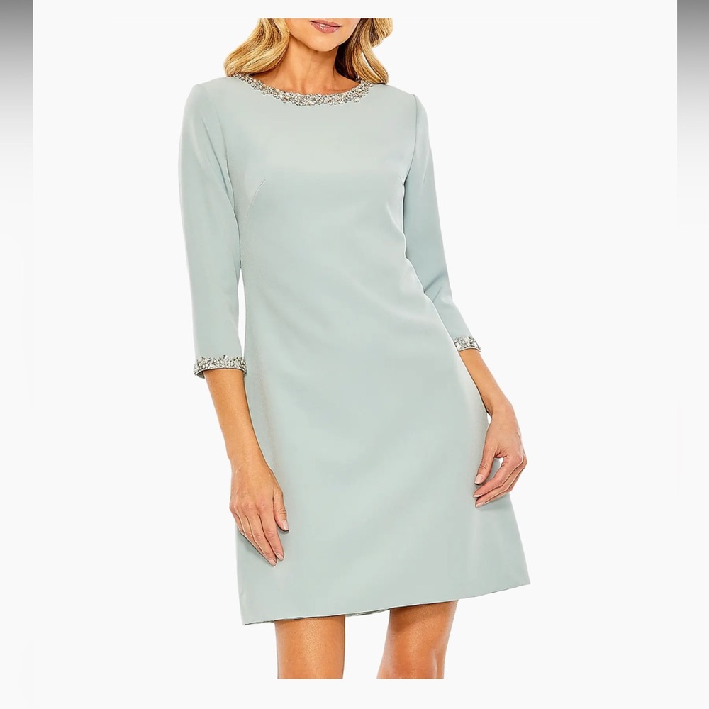 Mac Duggal Light Blue Embellished Midi Dress